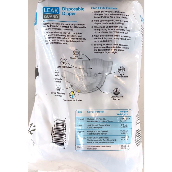 So Phresh X-Large/XX-Large Dry Comfort Disposable Pet Diapers Count of 12 - Picture 3 of 4